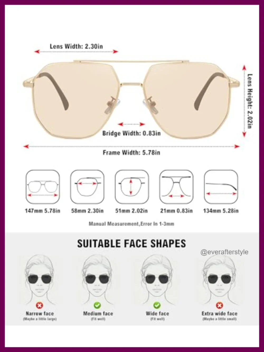 Retro Oversized Aviator Sunglasses Polarized UV400 Square Metal